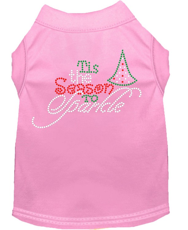 Tis the Season to Sparkle Rhinestone Dog Shirt Light Pink Med